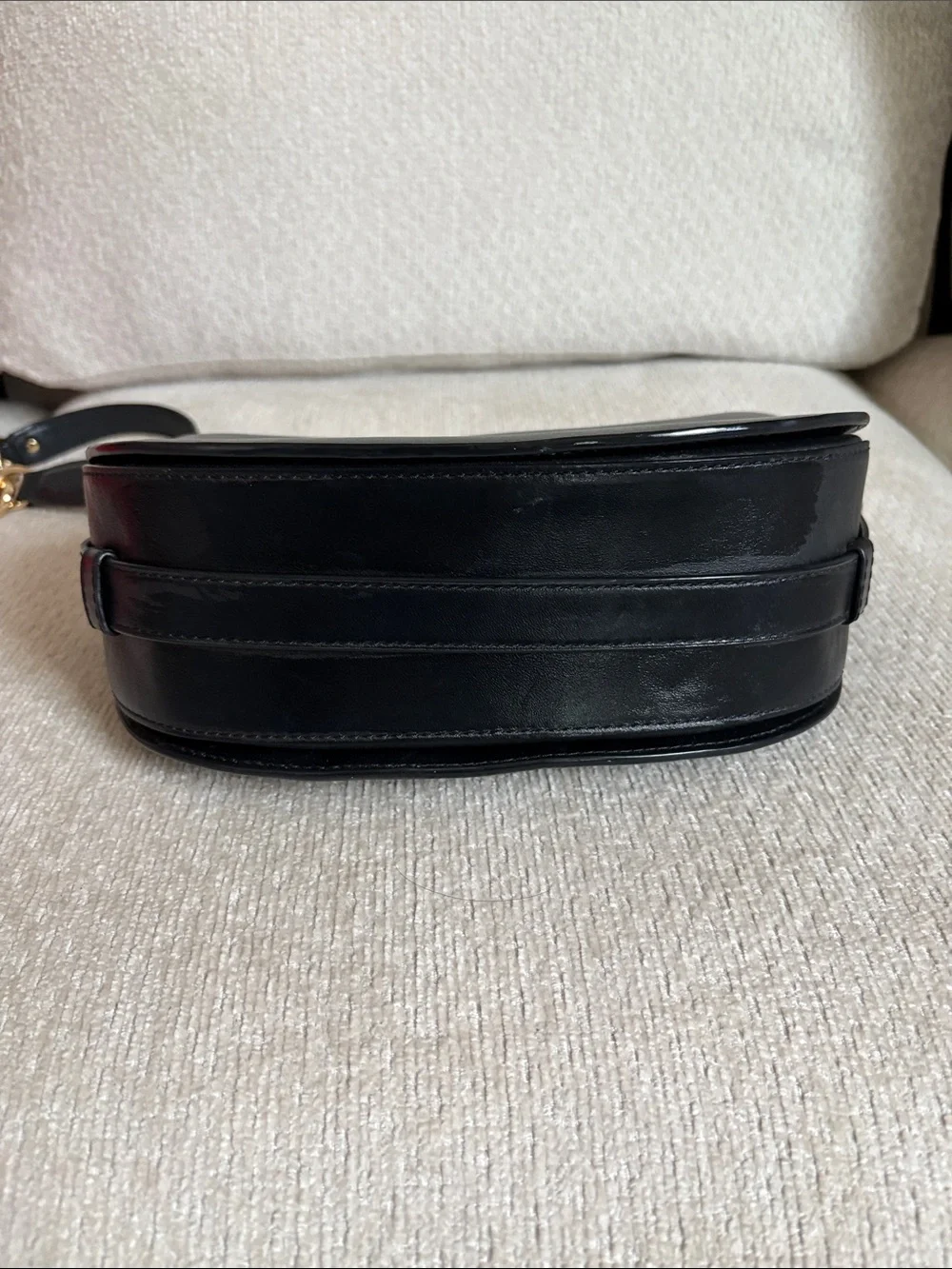 MICHAEL KORS Black Leather Saddle Shoulder Bag with Gold Hardware